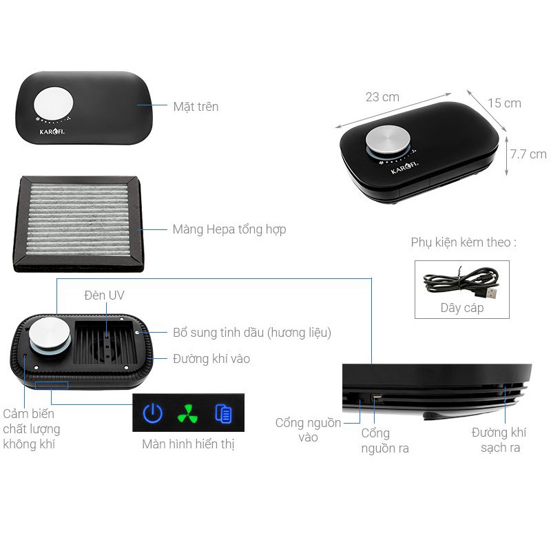 Máy lọc không khí mini karofi kap-c115