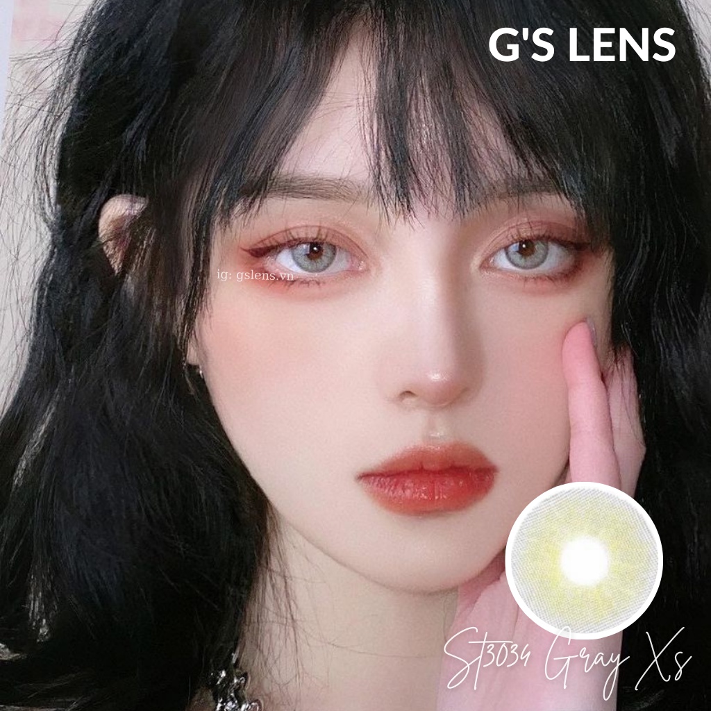 Kính Áp Tròng Lens Xám Khói Siêu Tây Tây Sáng Không Giãn Tròng Size Xs 14mm Có 0 Đến 6 Độ ST3034 Gray