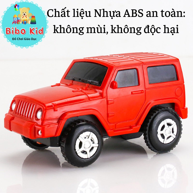 Ô TÔ Chạy Pin, Chạy Trên Đường Sắt - Chiều Dài 9cm, Chiều Rộng 4,5cm (Giao Màu Ngẫu Nhiên)