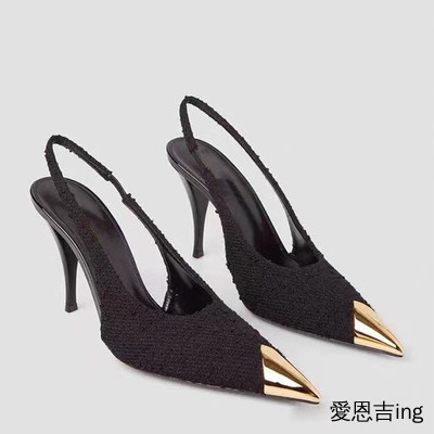 Giày Cao Gót Mũi Nhọn Màu Đen Phong Cách Quyến Rũ 2022