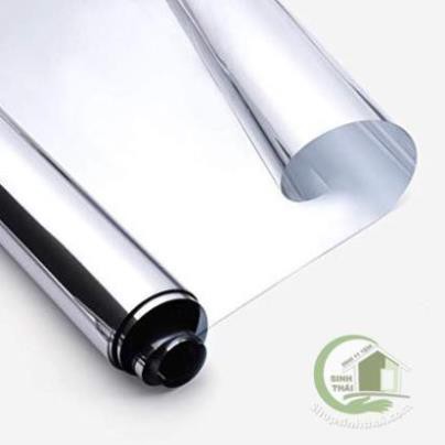 Giấy dán kính một chiều chống nhìn cho cửa màu bạc - Giấy decal dán kính phản quang - khổ 1m có sẵn keo