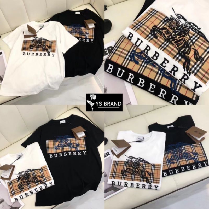 Áo Thun cotton Ngắn Tay In logo Burber Thời Trang Cho Nam / Nữ