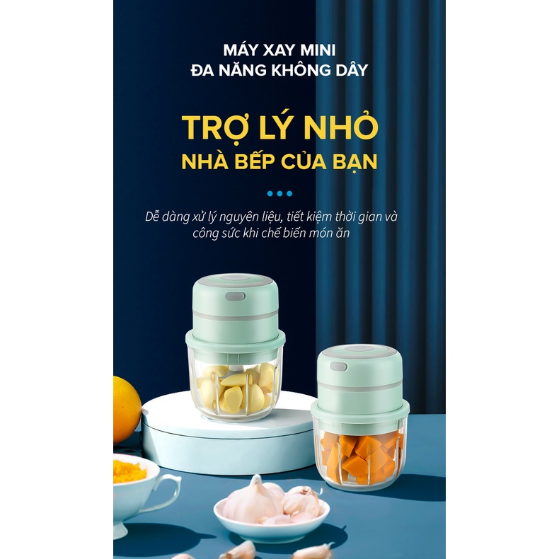 Máy xay mini đa năng thủy tinh, dung tích 300ml, lưỡi dao thép không gỉ, hàng chính hãng, bảo hành 12 tháng