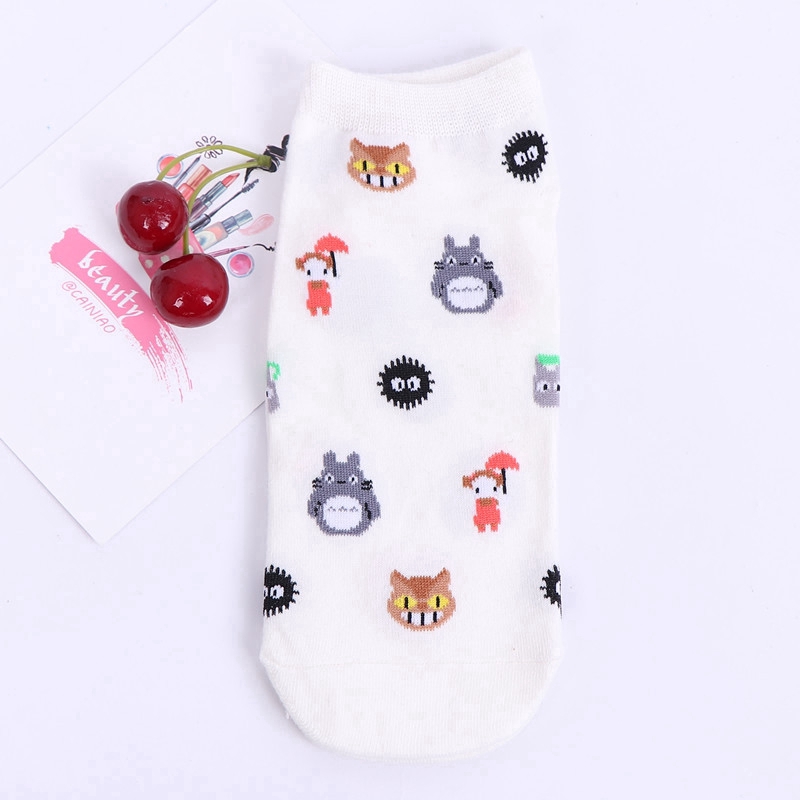 Vớ cotton cổ ngắn họa tiết hoạt hình dễ thương cho nam và nữ