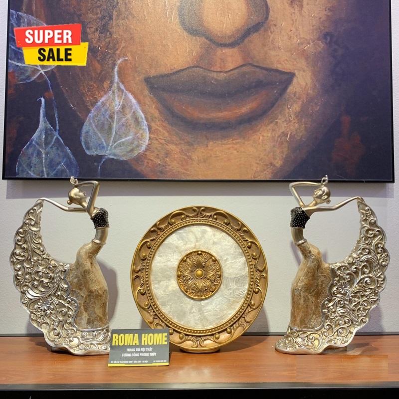 Bộ tượng decor cô gái múa, tượng trang trí nhà