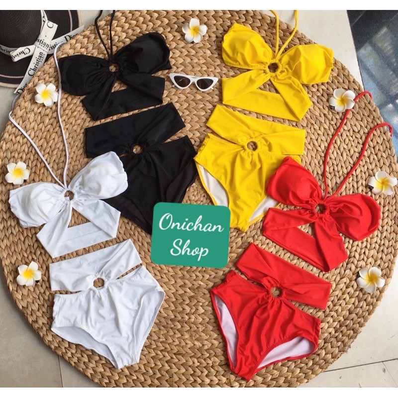 Bikini 2 Mảnh Phối Khoen Cột Dây Đủ Màu, Đồ Bơi Đi Biển Cúp Ngực Gợi Cảm [Ảnh Chụp Thật] - OS080