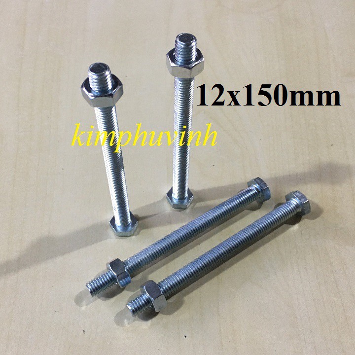 5 BỘ -  M12x150mm BULONG 12li - ỐC BULON 12li