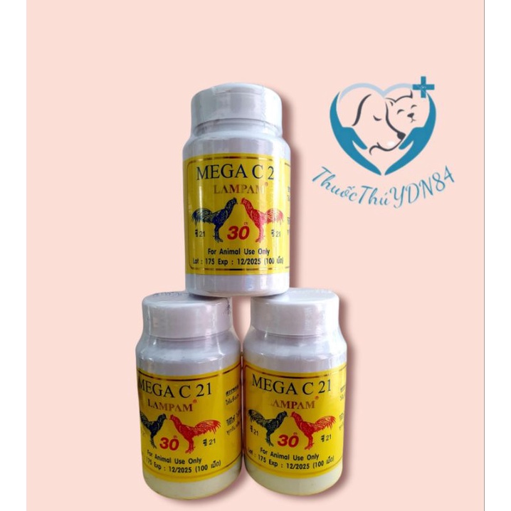 MEGA C21 hộp 100 viên dinh dưỡng nuôi gà đá thái lan