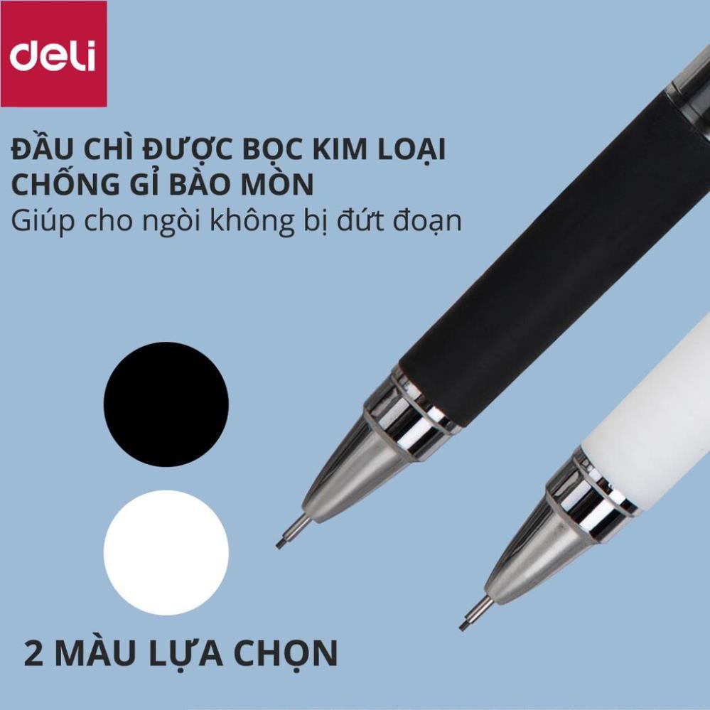 Bút chì kim học sinh Deli - ngòi 0.5mm/0.7mm - Màu đen/trắng - S391 / S392 [Deli]