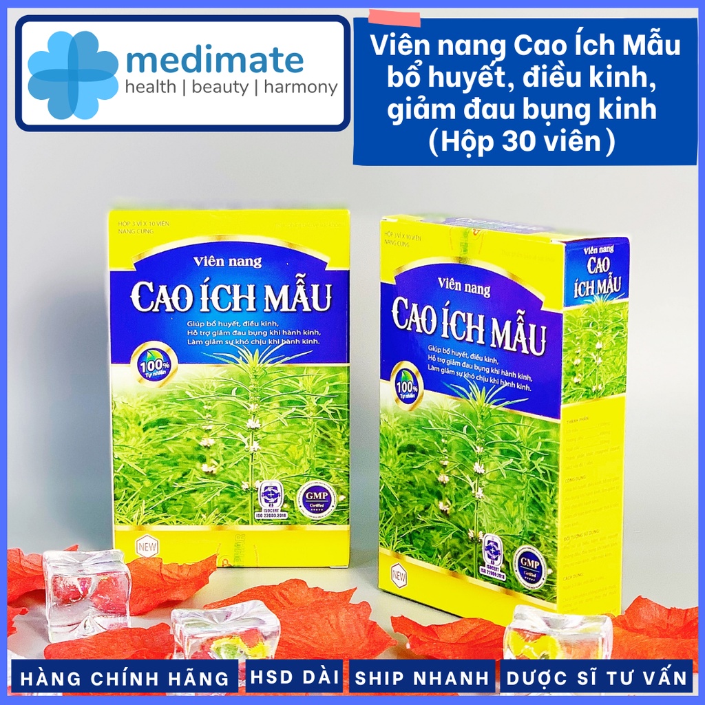 Viên uống Cao Ích Mẫu giúp bổ huyết, điều kinh, giảm đau bụng khi hành kinh (Hộp 30 viên)