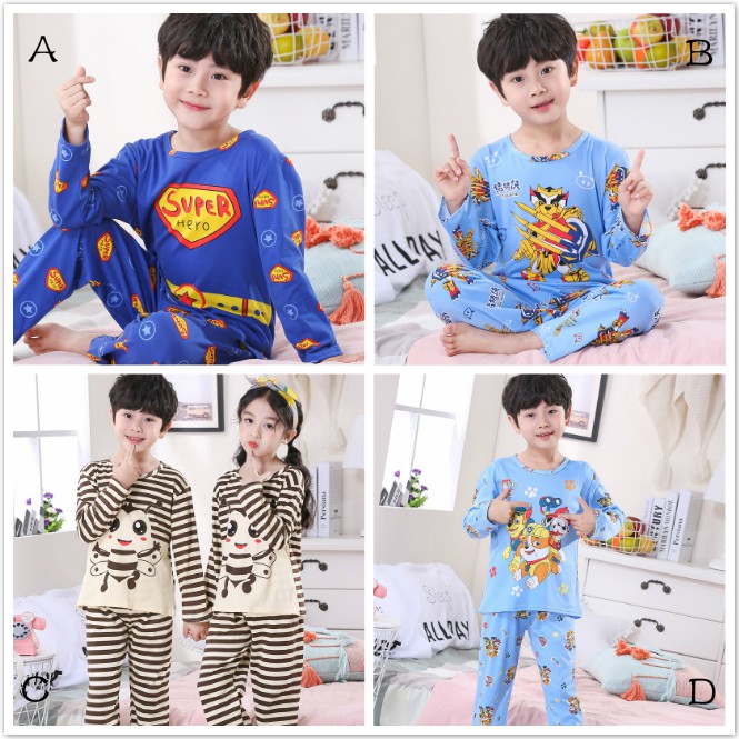 Bộ Đồ Ngủ Pijama In Họa Tiết Hoạt Hình Dễ Thương Thời Trang Cho Bé Trai Từ 3-13 Tuổi