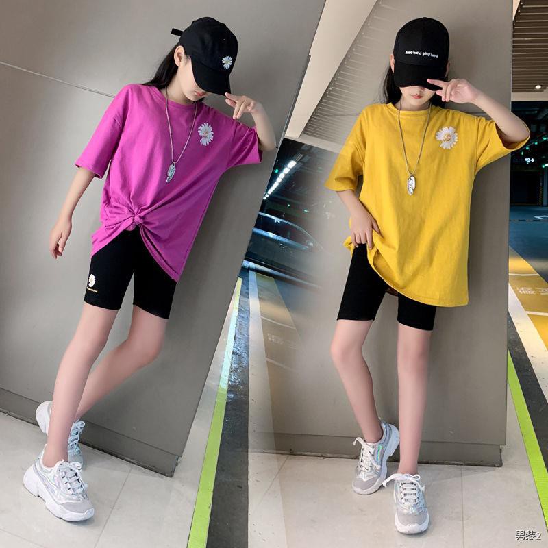 Quần áo mùa hè mới năm 2020 của bé gái, thời trang trẻ em lớn, phiên bản Hàn Quốc bộ đồ thể thao cỡ đùi phông d