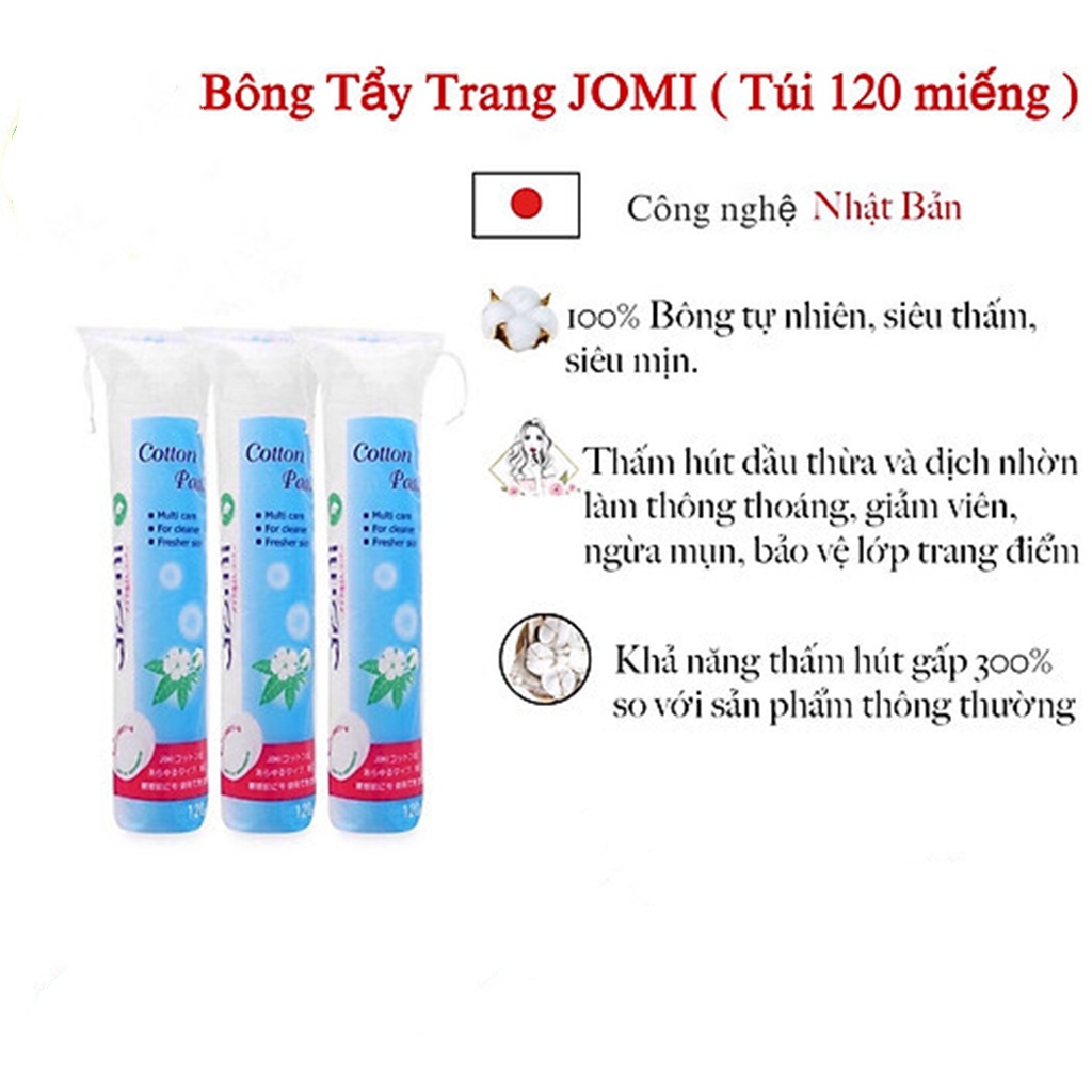 Bông Tẩy Trang Jomi Cotton Pads 120 miếng
