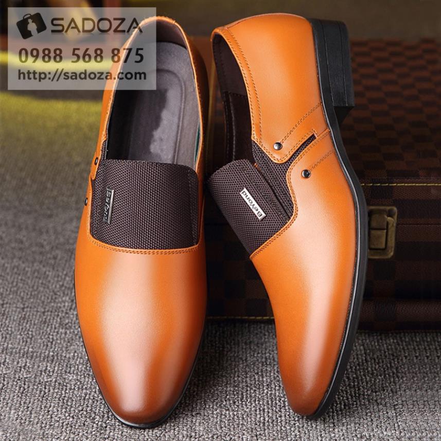 Giày lười nam đẹp hàng hiệu xuất dư da thật (thường + tăng chiều cao) GD88 QLY
