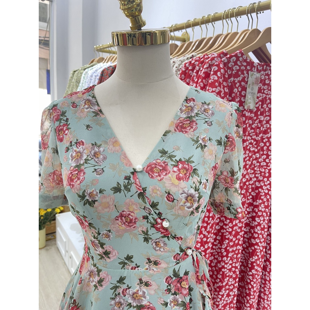 D125 VÁY XANH HOA HỒNG