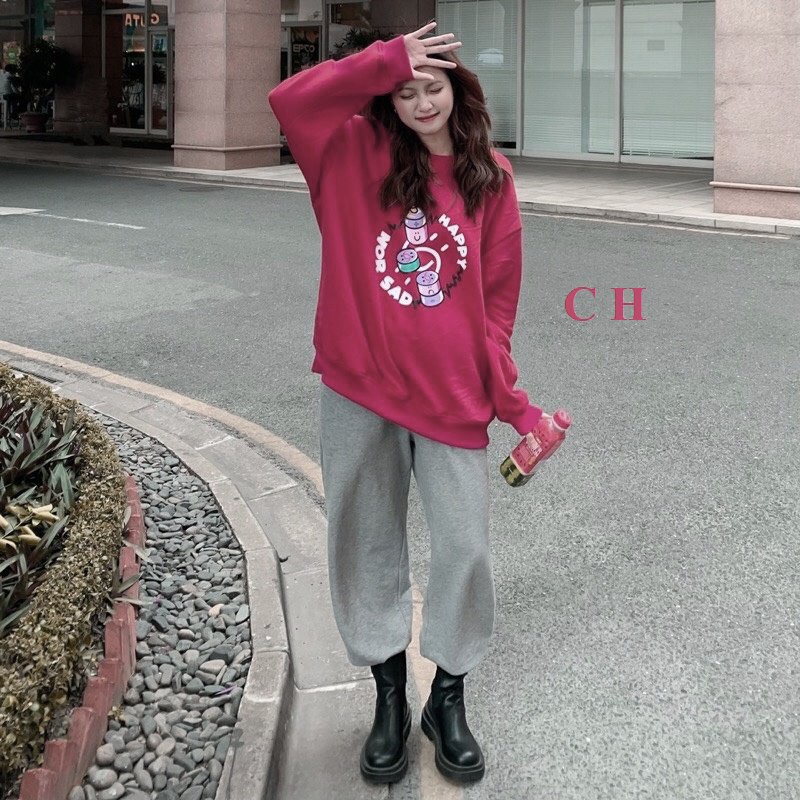 Áo Nỉ Hns PEONYB Nữ [FREESHIP] 🌸 Sweater form rộng tay bồng phong cách vintage, nỉ hoodie in hình đẹp cá tính Ulzzang 🌸 | BigBuy360 - bigbuy360.vn