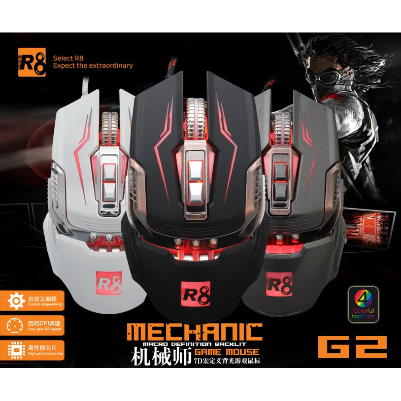 [Mã SKAMSALE03 giảm 10% đơn 200k] Chuột 7D chơi game cực đỉnh R8 G2 Led đa màu