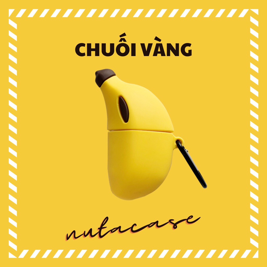 Vỏ bảo vệ tai nghe bluetooth Airpods bằng Sillicone dẻo, ốp Case cute, Airpods 1/2/pro - CHUỐI VÀNG