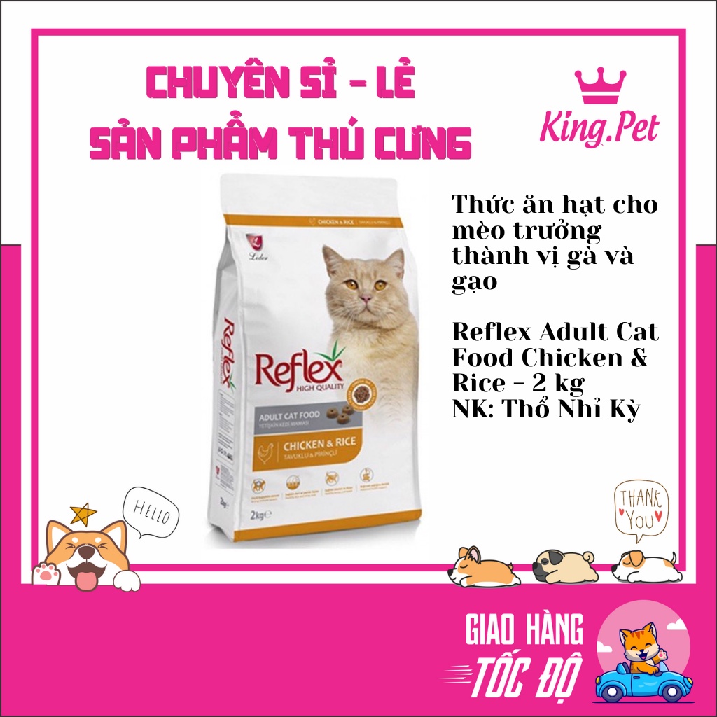 Hạt Reflex Adult Thức ăn hạt cho mèo trưởng thành vị gà và gạo gói 2kg