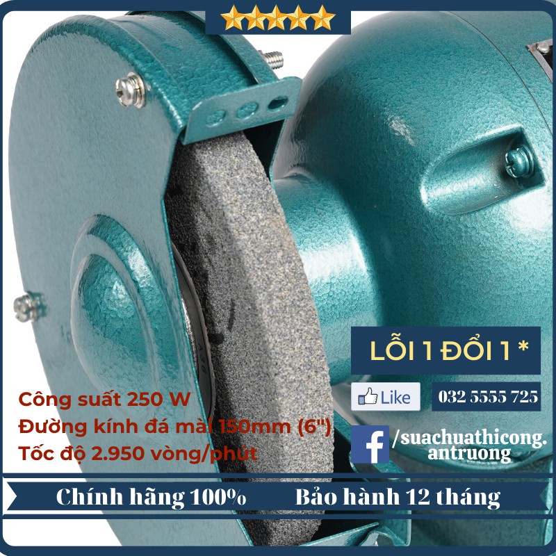 Máy mài bàn 2 đầu - mài cố định 2 đá Q&S PT- 250 chính hãng TQ nội địa, đa năng, tối ưu cho nhà xưởng công nghiệp, GĐ