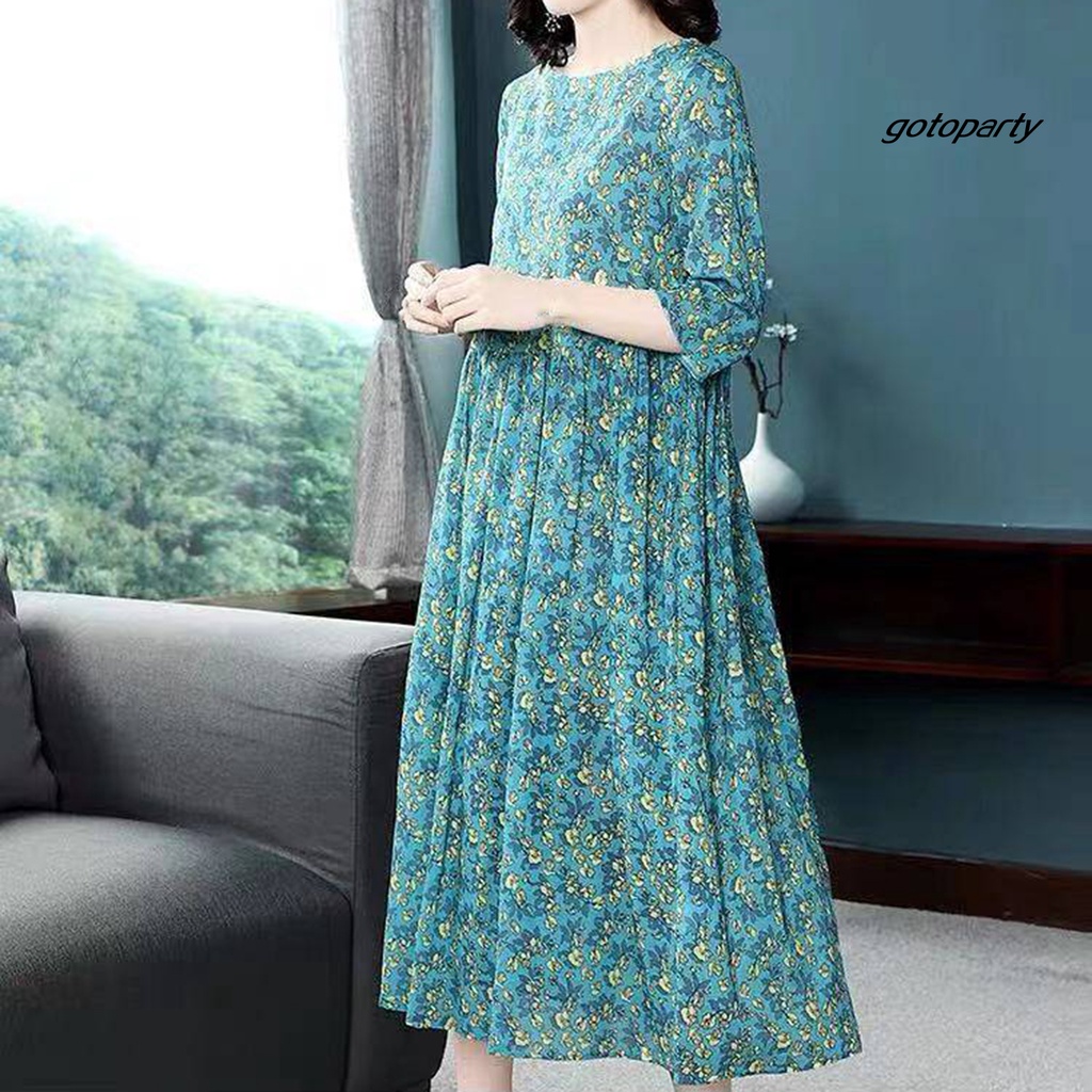 Đầm Tay Ngắn Chất Liệu Polyester Thân Thiện Với Da In Họa Tiết Hoa Thời Trang Mùa Hè Cho Nữ | BigBuy360 - bigbuy360.vn