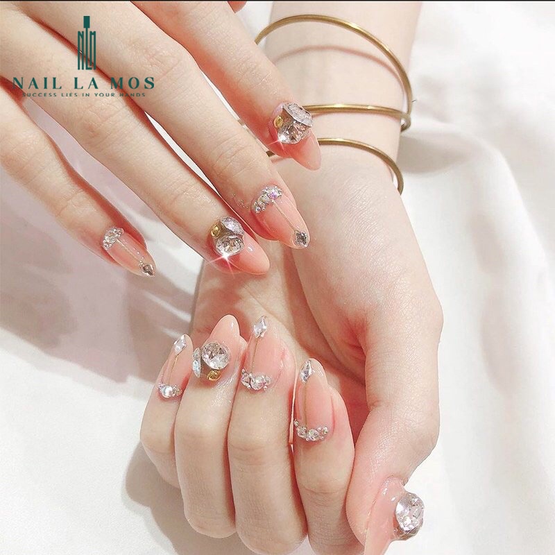 Túi đá khối chân nhọn đính móng tay - 500 viên đá nail mix nhiều size, nhiều màu dễ luyện tập pha phối design