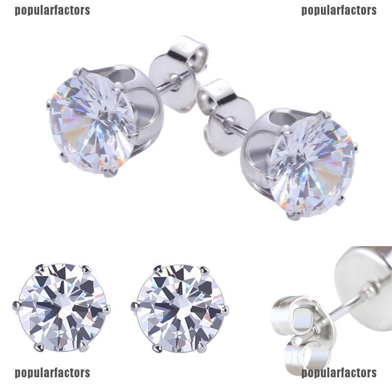 Bộ 6 Đôi Bông Tai Tròn Bằng Thép Không Gỉ Đính Đá Zircon Thời Trang