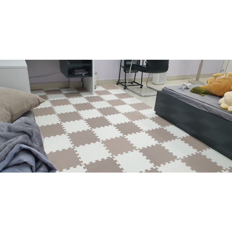 Thảm xốp không mùi 30*30 siêu đẹp màu be - trắng