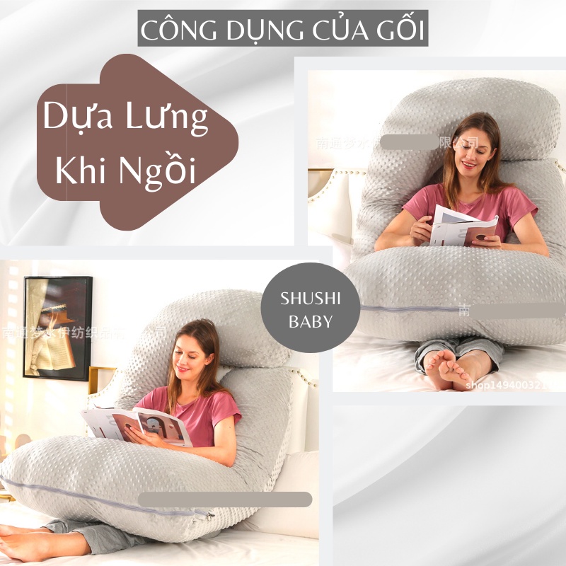 Gối Bầu Chữ U Vải Nhung Mềm Mịn Hàng Cao Cấp