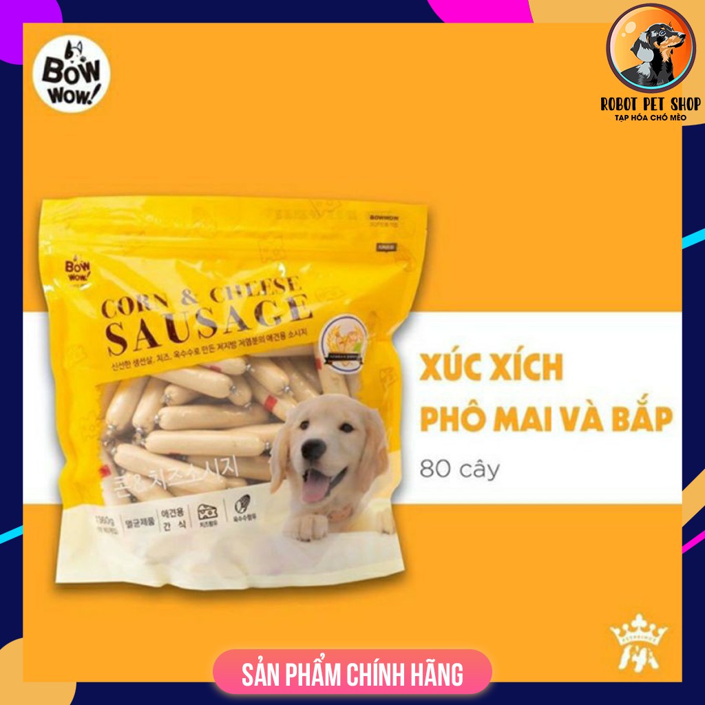 [Mã PET50K giảm Giảm 10% - Tối đa 50K đơn từ 250K] (1 thanh) XÚC XÍCH PHÔ MAI BẮP BOWWOW CHO CHÓ - ROBOT PETSHOP