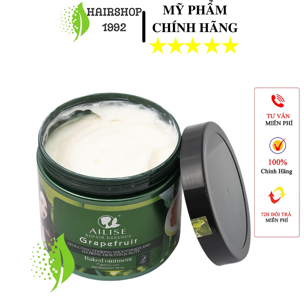 Kem ủ tóc hấp tóc bưởi AILISE 800ml chống rụng tóc kích thích mọc tóc phục hồi tóc khô xơ hư tổn