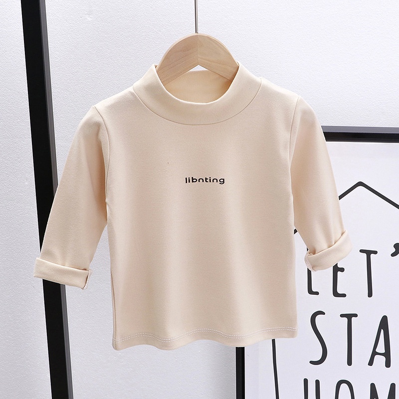 73-150cm Áo đơn cho trẻ em Áo nhung nhung co giãn ấm áp Quần áo bé trai bé gái Áo sơ mi cổ cao dài tay mùa thu đông