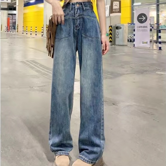 Quần Jean Nữ Ống Rộng Lưng Cao Plus Size
