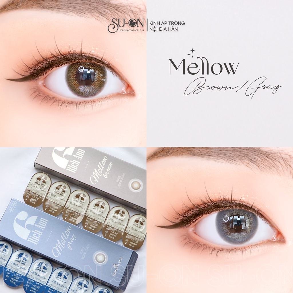 Lens 1 ngày Ann365 MELLOW GRAY áp tròng 14,2mm, xám tây tro khói, siêu êm đeo 24h