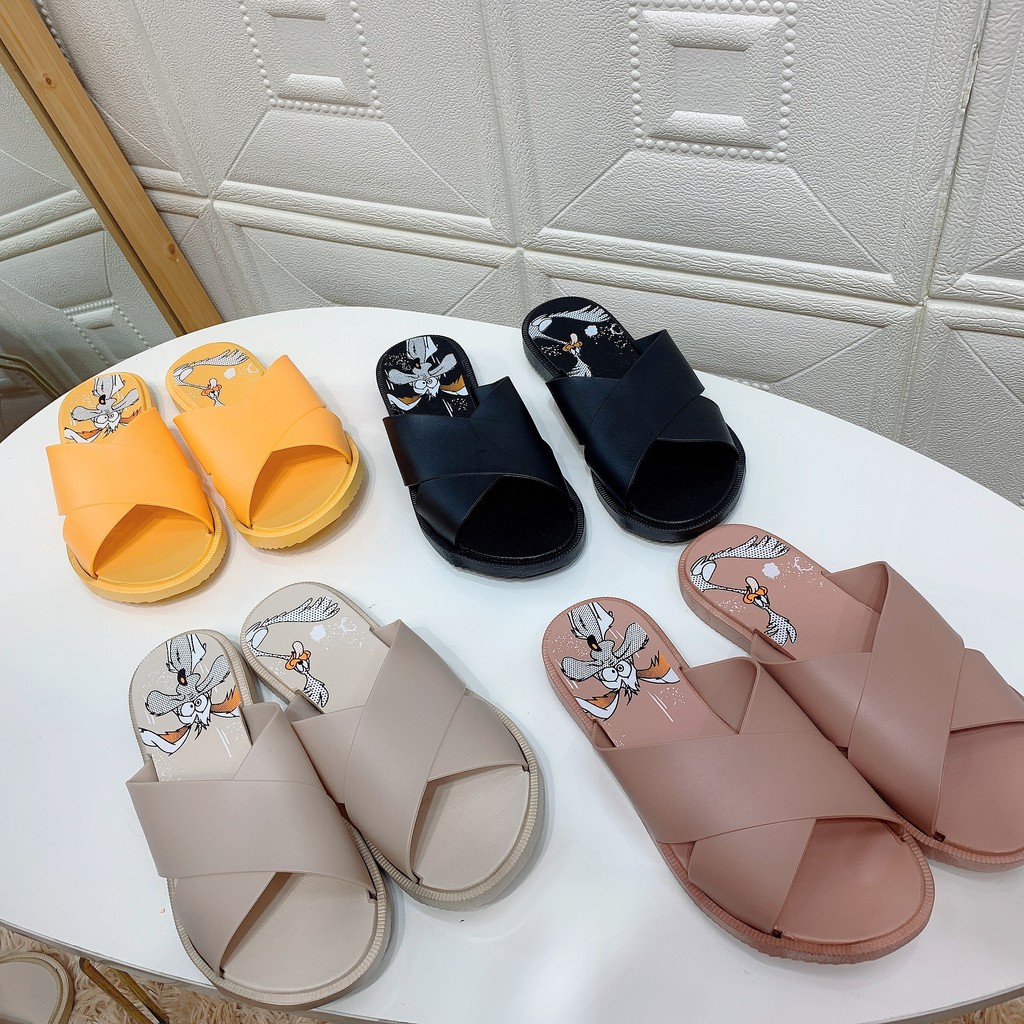Dép cao su nhựa quai chéo đế in hình chó mùa hè thời trang 3G03
