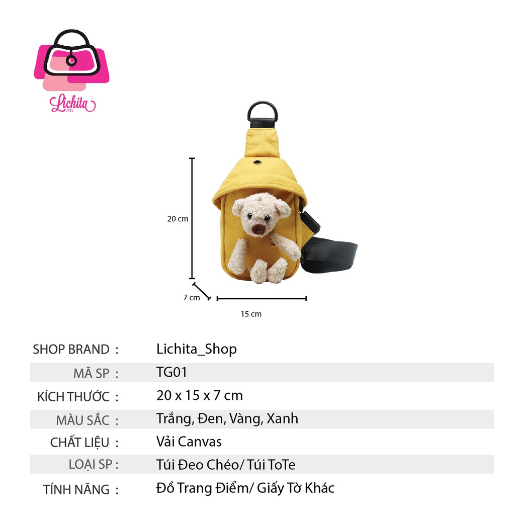 [Hot Trend] Túi Gấu Bông Đeo Chéo Tote Xinh Yêu, Kute Có Lỗ Tai Nghe Màu Trắng, Đen, Vàng, Xanh 2021 | BigBuy360 - bigbuy360.vn