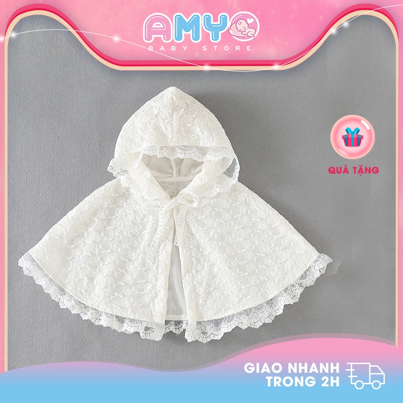 Áo khoác bé gái áo choàng poncho có thể mặc kèm váy công chúa dễ thương AMYO 11.AC02.01-1