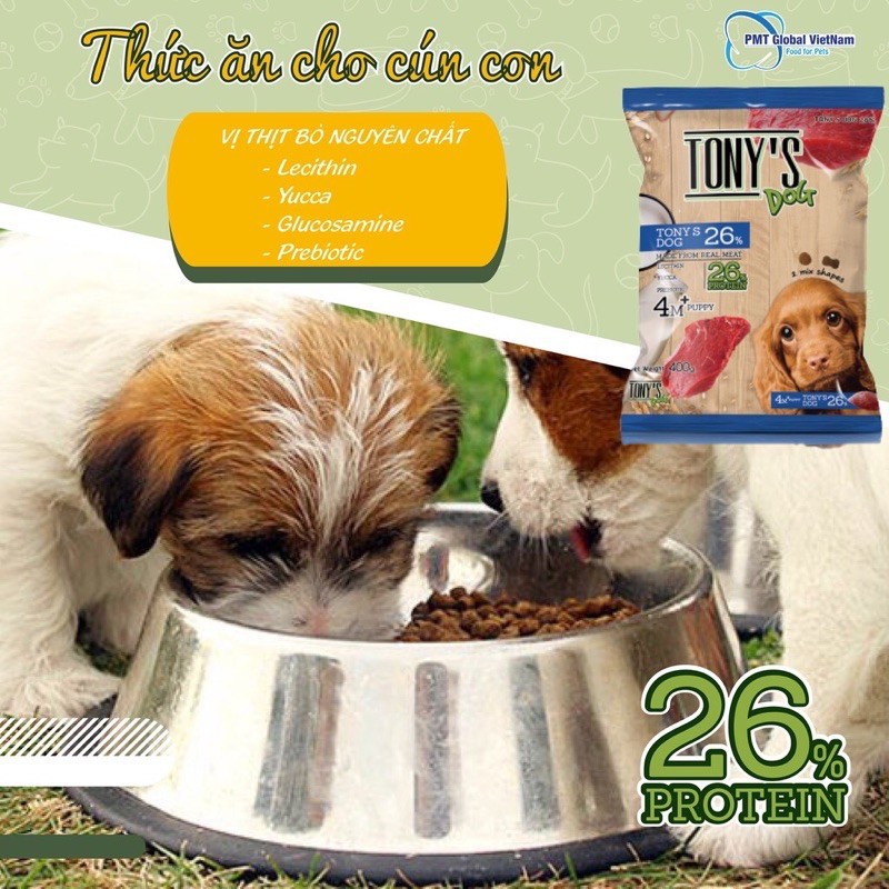 [HỎA TỐC HCM] TONY’S DOG thức ăn hạt khô dành cho Chó - Cún lớn nhỏ - túi 400gr