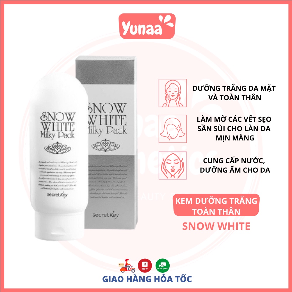 Kem Ủ Trắng Secret Key Snow White Milky Pack (200ml) - Yunaa Cosmetics