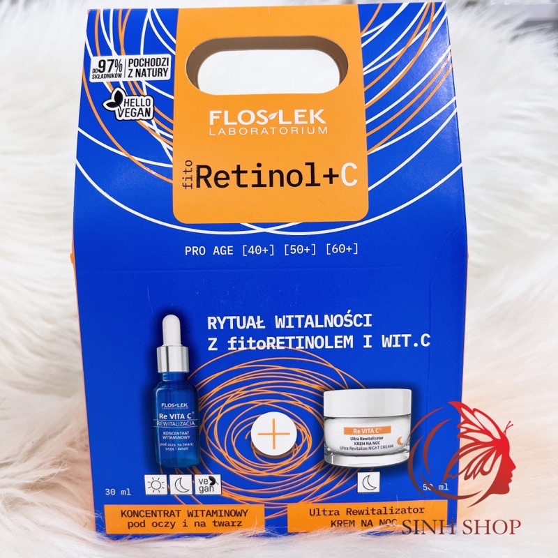 (bill balan) Combo Serum Và Kem Dưỡng Re vita C Floslek Trắng Da Chống Lão Hoá Hàng nội địa balan