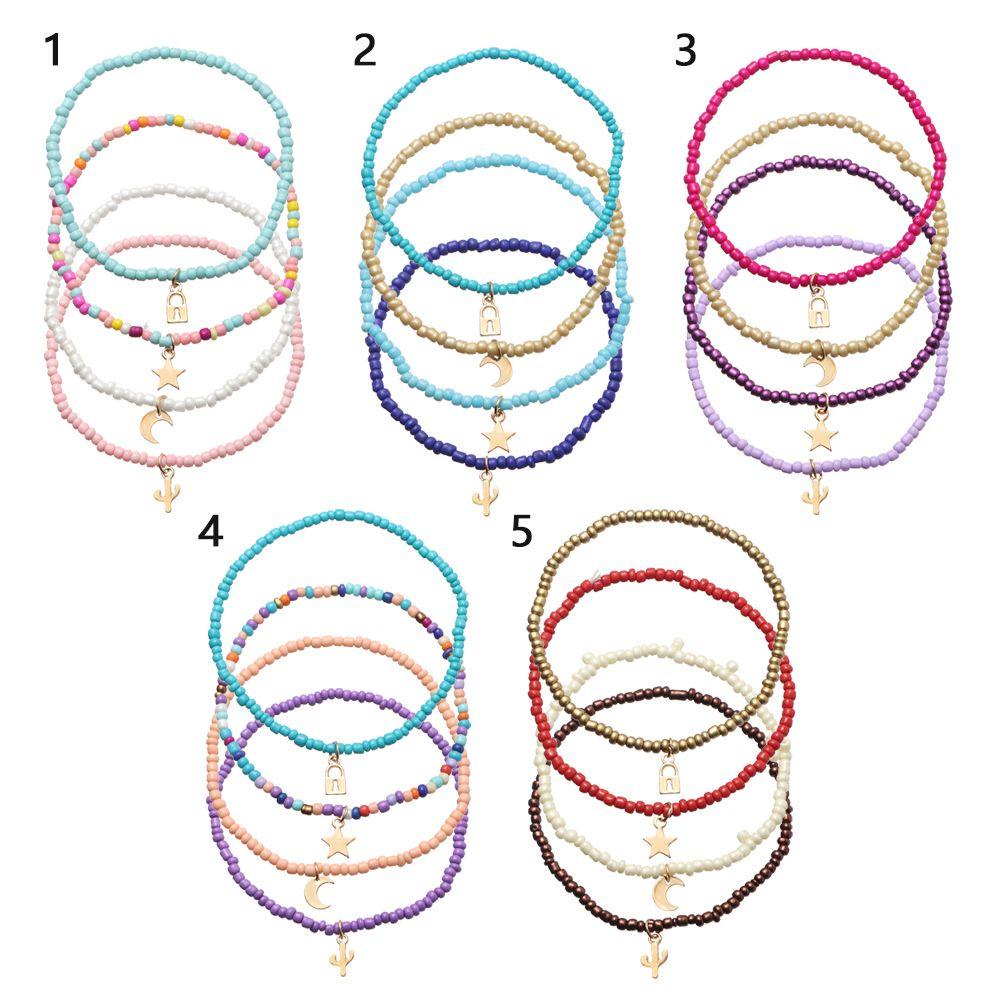 Bộ 4 Lắc Chân Nhiều Lớp Co Giãn Phong Cách Bãi Biển Dễ Thương