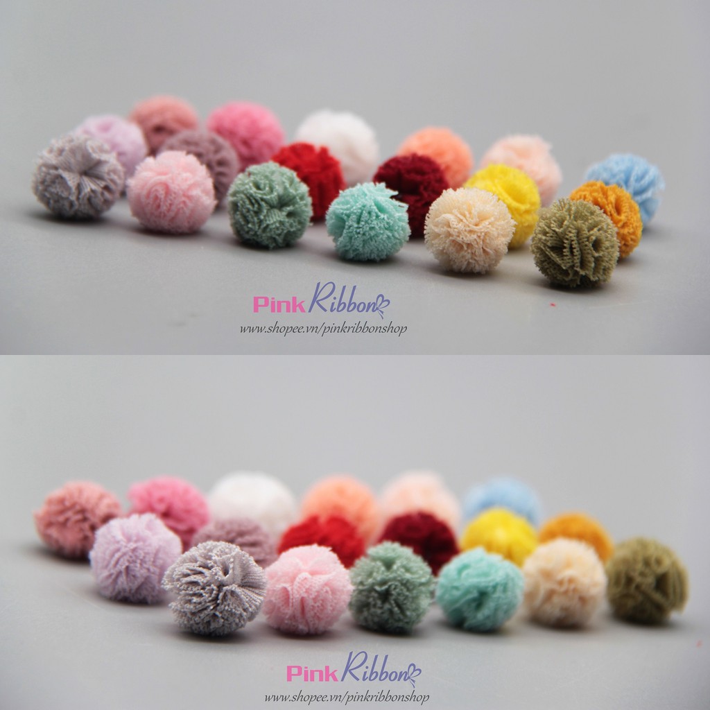 [SET 10 CÁI] Pompom các màu cỡ 1.5cm làm phụ liệu may mặc, thời trang