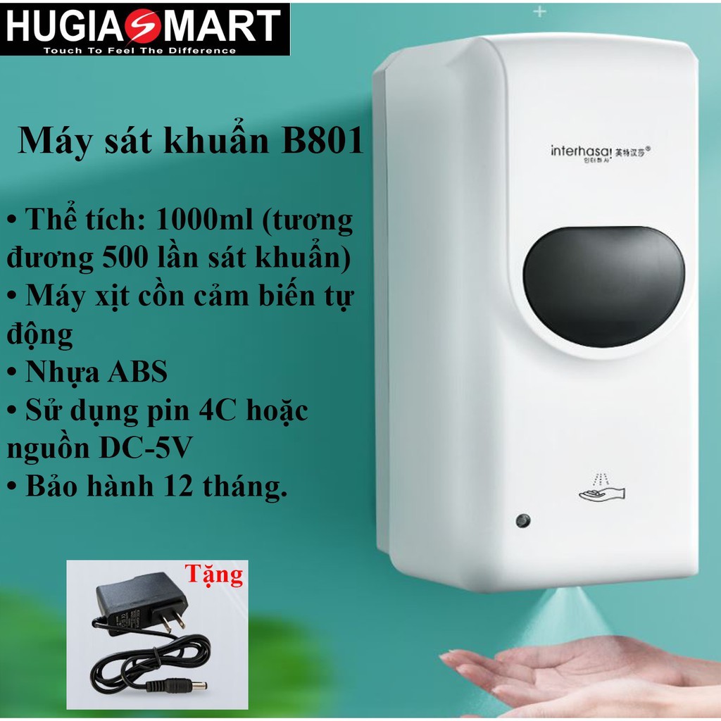 Máy sát khuẩn, máy xịt cồn dạng lỏng, bọt, gel B801- hỗ trợ phòng dịch nơi công cộng, văn phòng, nhà xưởng...