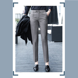 Quần tây Baggy nữ lưng cao 2 nút ngang màu xám dáng công sở thanh lịch tinh tế
