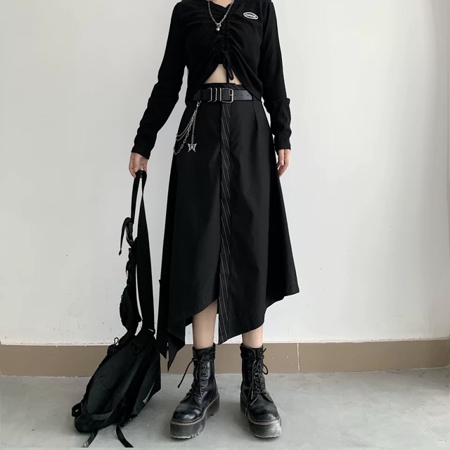 Chân váy dài vạt so le tặng kèm thắt lưng và bộ phụ kiện | BigBuy360 - bigbuy360.vn