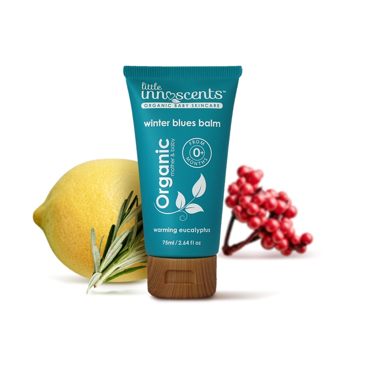 Dầu bôi ấm ngực phòng ngừa cảm cúm,giảm ho,nghẹt mũi từ Khuynh Diệp Little Innoscents winter blue balm Úc -Riobaby