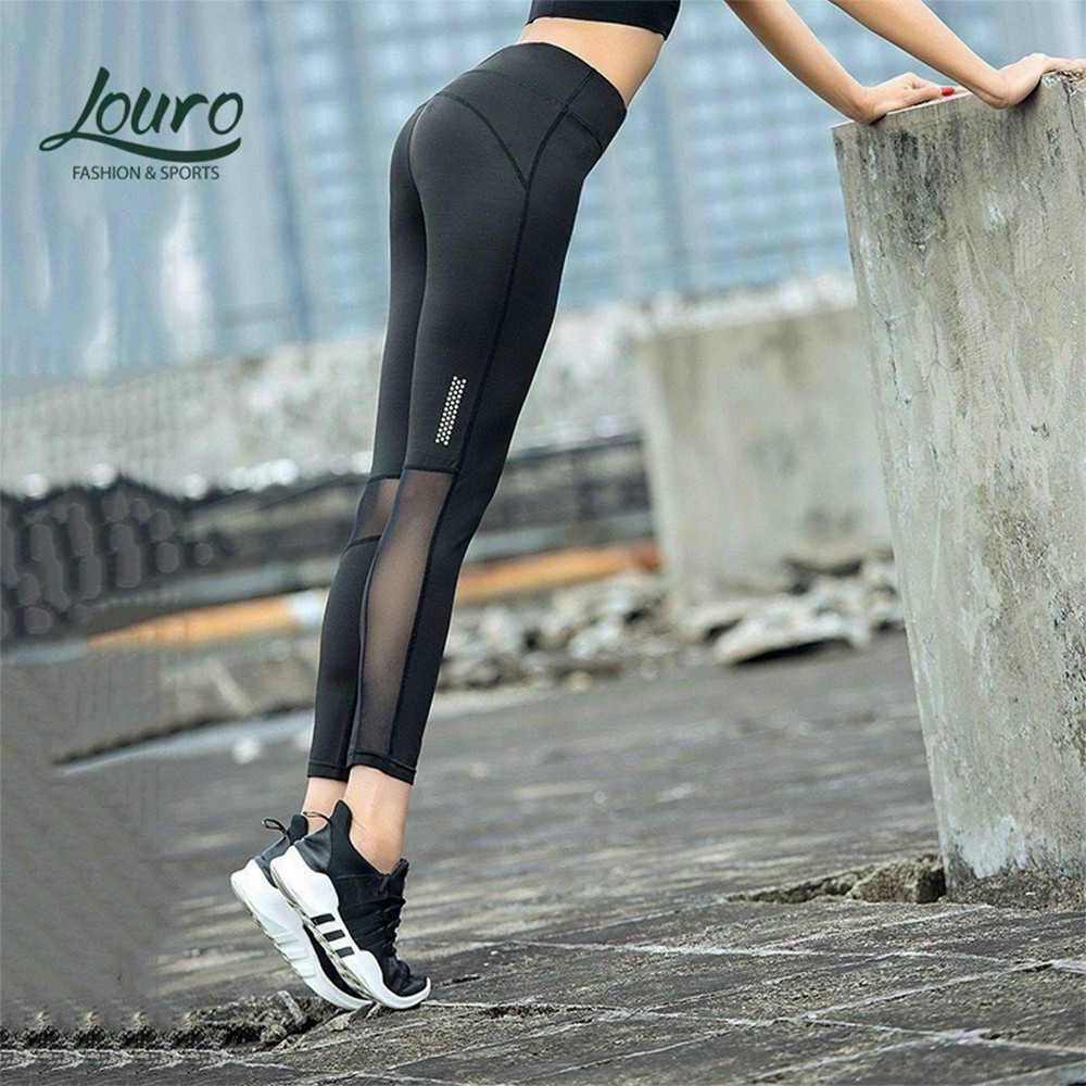 Quần tập Gym Yoga nữ [SALE] các mẫu quần dài legging phối lưới đẹp nhất, co giãn 4 chiều