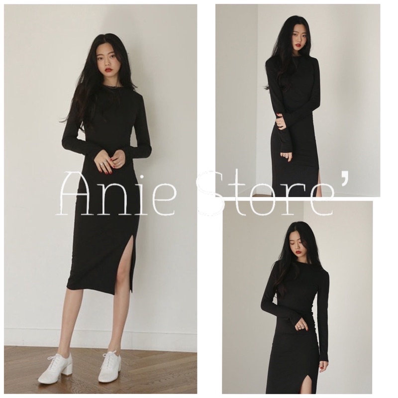 Đầm Nữ Body Đen Xẻ Vạt 🦋 Váy Nữ Ôm Chất Borip Dáng Dài 🦋