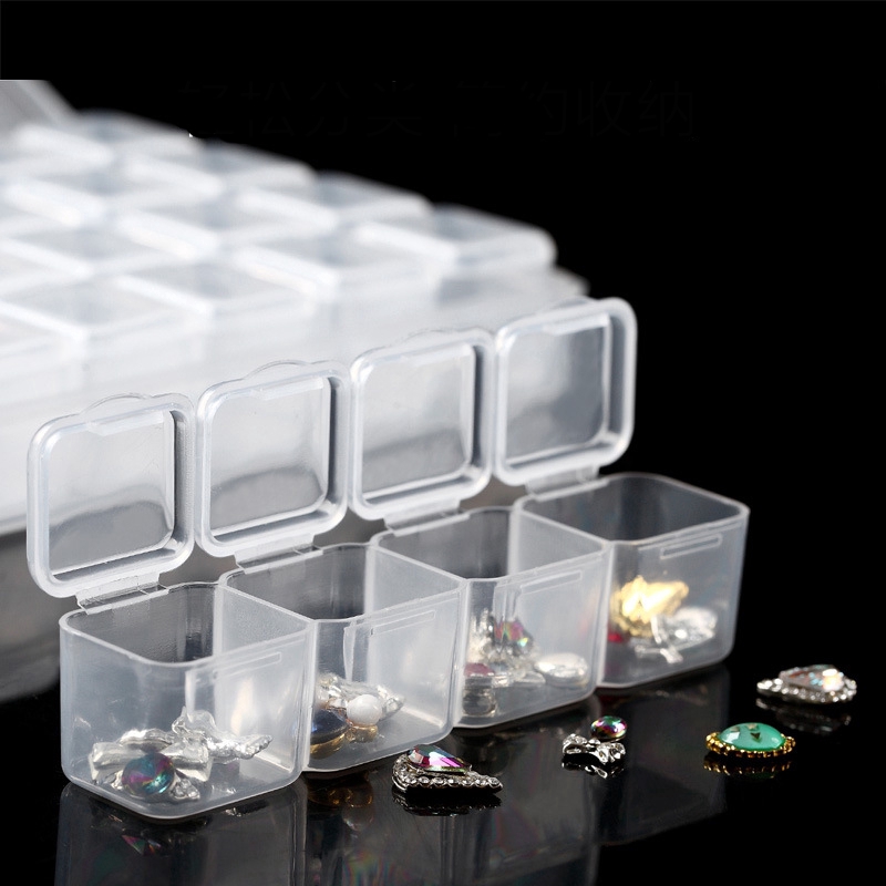 28 Grid Plastic Empty Storage Box,Nail Art Accessories Tools,Nails Stones Display Clear Box Case