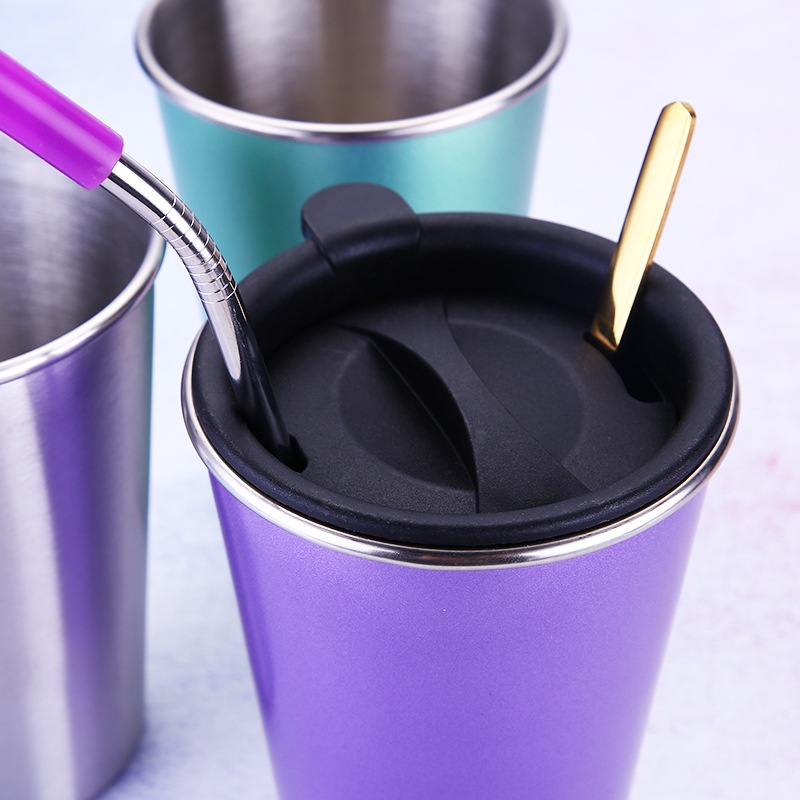 500ML Tái Sử Dụng Cốc Cà Phê Thép Không Gỉ Cốc Cắm Trại Ngoài Trời Bên Du Lịch Mug Uống Nước Trái Cây Trà Ly Bia
